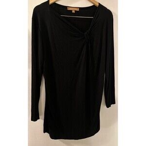 Ellen Tracy Women Black Long Sleeve With Knot Detail Rayon Blend Large Made USA